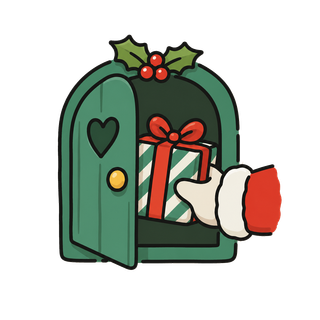 Türchen mit einem Geschenk füllen