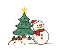 Kleiner Schneemann mit Weihnachtsbaum Icon